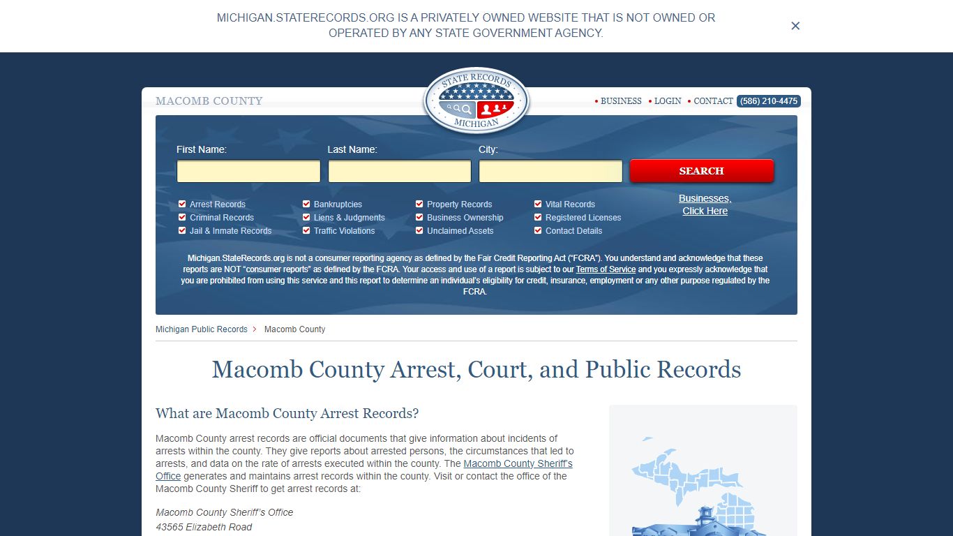 Macomb County Arrest, Court, and Public Records